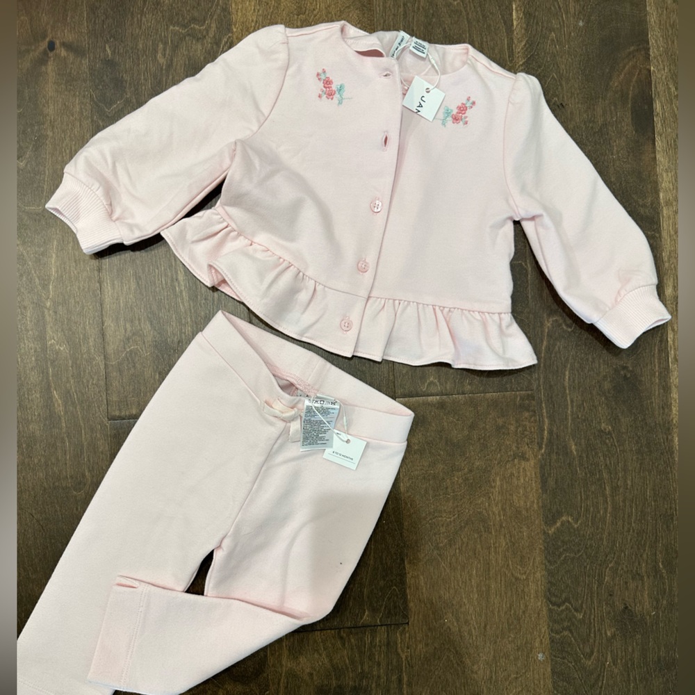 NWT JANIE & JACK pastel pink set, cardigan and leggings